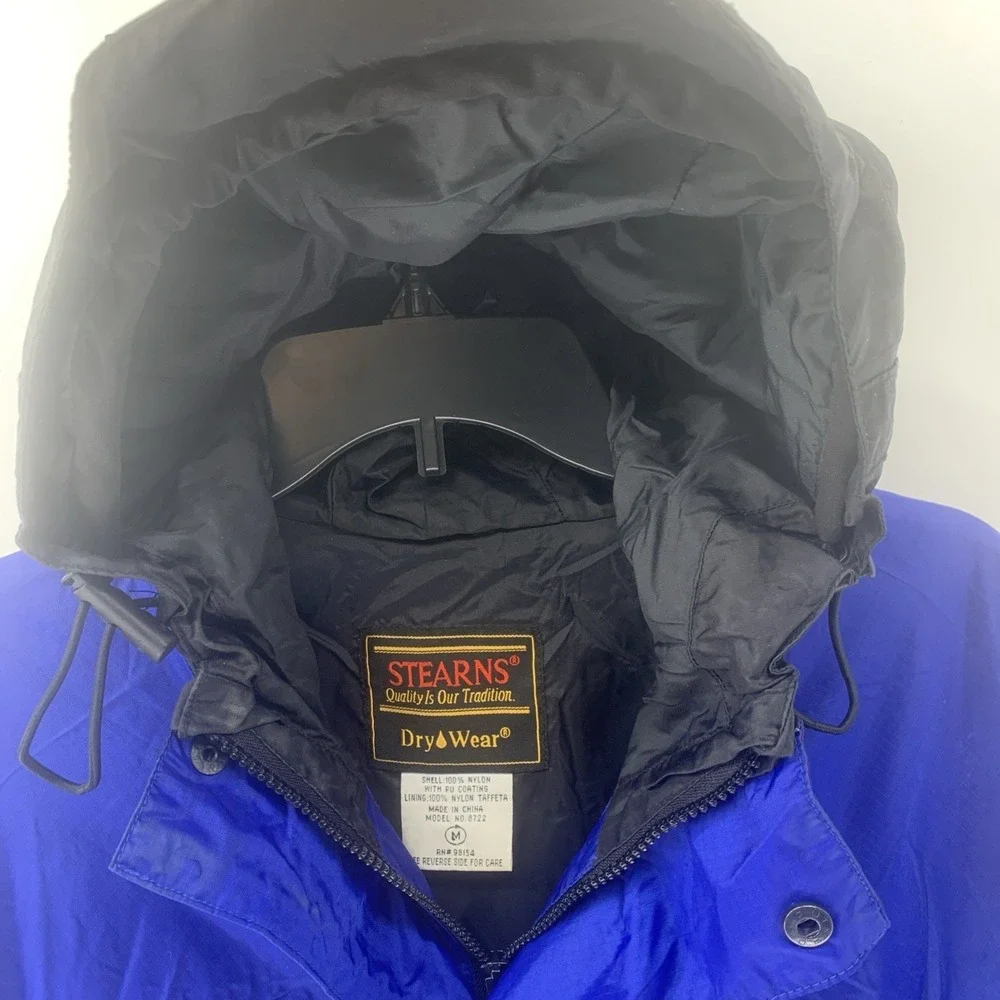 Stearns Dry Wear Water Proof Fishing Jacket Boating Cinch Waist BlueBlack Medium